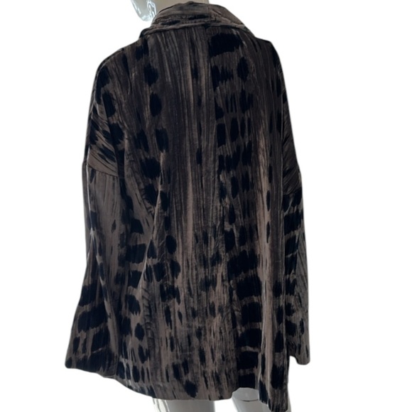 J. Jill Crushed Velvet Gray & Navy Shibori Print Open Jacket Size SP NWT - Picture 10 of 10